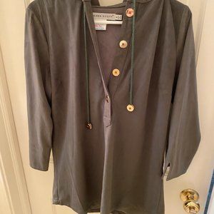 Gretchen Scott ultra suede olive green pullover hooded jacket